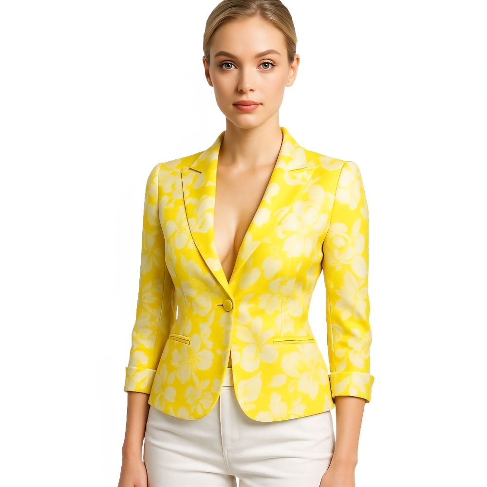 Marciano Yellow Floral Single-Button Blazer
